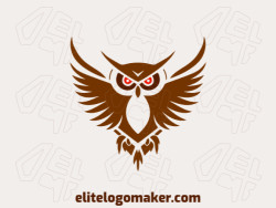 Professional logo in the shape of a wild owl with creative design and symmetric style.