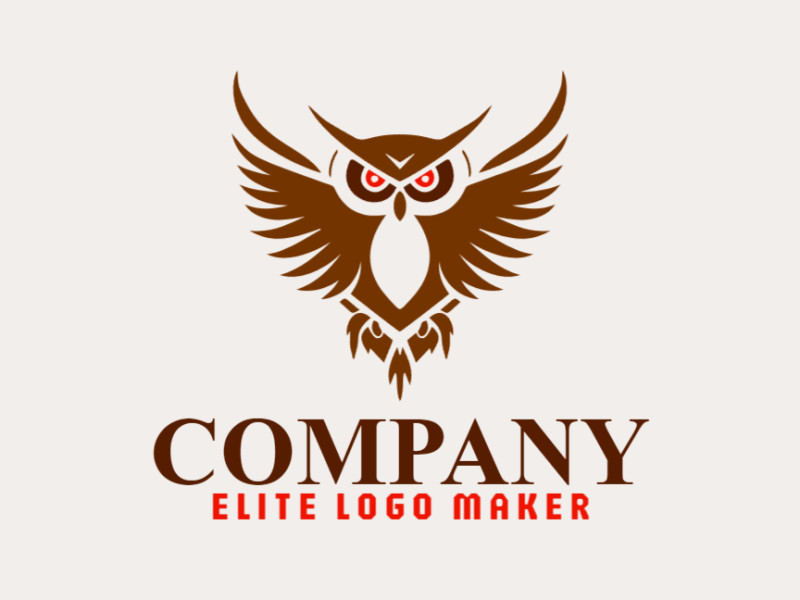 Logotipo profissional com a forma de uma coruja brava com design criativo e estilo simétrico.
