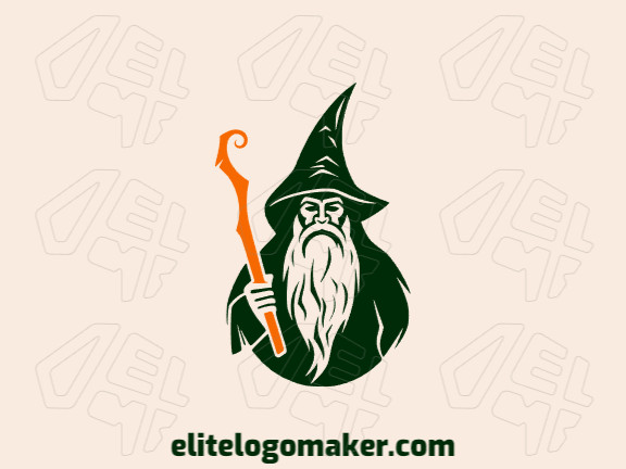 Crie seu logotipo online com a forma de um bruxo com cores customizáveis e estilo abstrato.