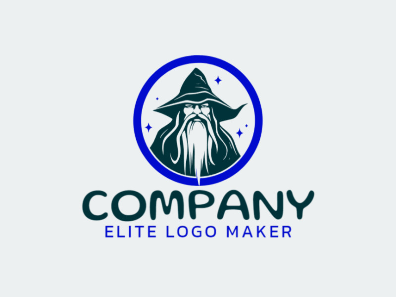 Crie seu logotipo online com a forma de um bruxo com cores customizáveis e estilo simples.