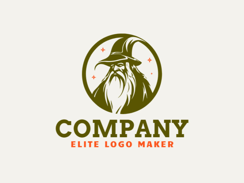 Logotipo profissional com a forma de um mago com design criativo e estilo abstrato.