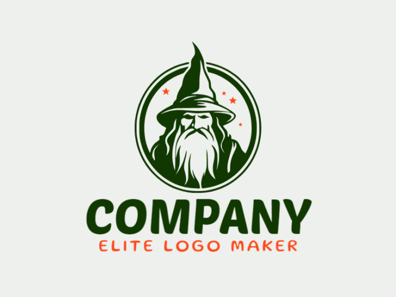 Logotipo criativo com a forma de um bruxo combinado com estrelas com design refinado e estilo abstrato.