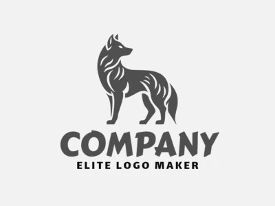 Desprendiendo un aura majestuosa, el logotipo de un lobo inspirado en los animales en tonos grises llama la atención con su gracia indomable y atractivo enigmático.