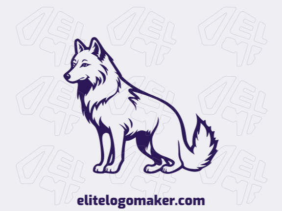 Logotipo ilustrativo com formas sólidas formando um lobo com design refinado e cor azul.