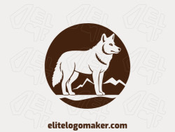 A sophisticated logo in the shape of a wolf with a sleek circular style, featuring a captivating brown color palette.