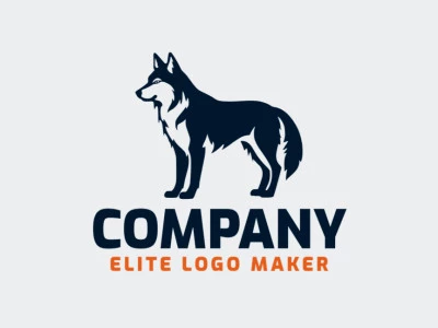 Crear su logotipo en línea con la forma de un lobo con colores personalizables y estilo simple.