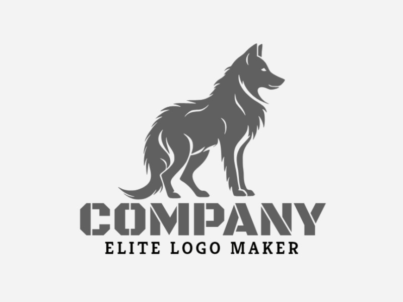Crie seu logotipo online com a forma de um lobo com cores customizáveis e estilo ilustrativo.