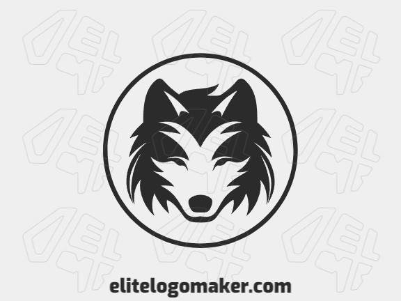 Crie um logotipo memorável para sua empresa com a forma de um lobo com estilo circular e design criativo.