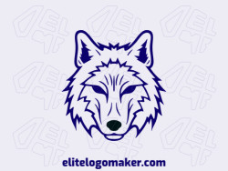 Create a vectorized logo showcasing a contemporary design of a wolf and monoline style, with a touch of sophistication with black and dark blue colors.