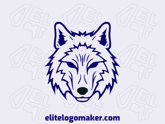 Crie um logotipo vetorizado apresentando um design contemporâneo de um lobo e estilo monoline, com um toque de sofisticação e com as cores preto e azul escuro.