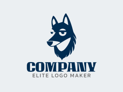 Un audaz logotipo de mascota con un lobo feroz, irradiando fuerza y carácter en tonos azul oscuro.