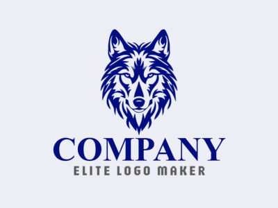 A tribal-style logo featuring a wolf in blue, embodying strength and mystique, perfect for brands seeking a powerful and enigmatic identity.