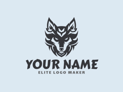 A tribal logo featuring a grey wolf, designed to evoke strength and mysticism with intricate patterns and a powerful presence.