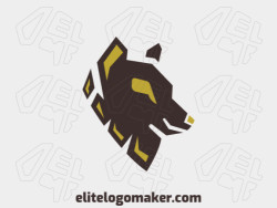 Abstract logo brand with a refined design forming a wolf with yellow and brown colors.