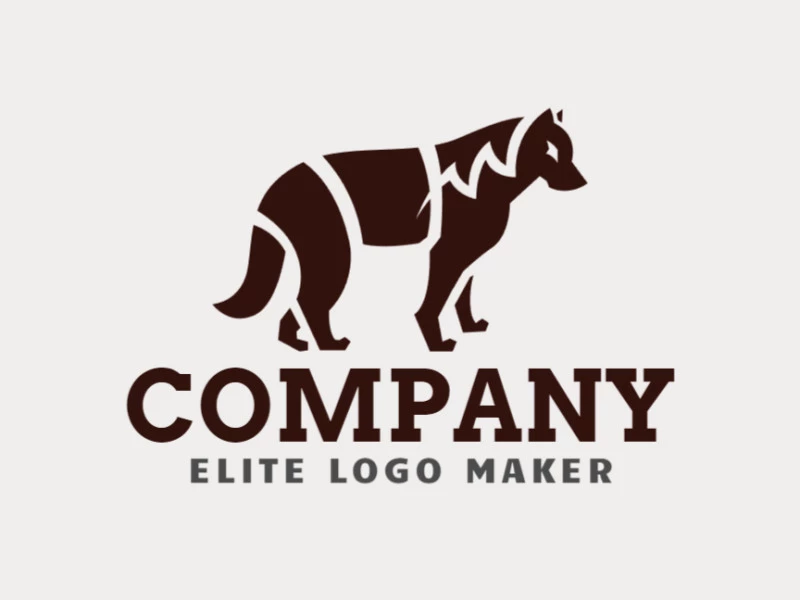 Logotipo criado com estilo simples formando um lobo com a cor marrom.