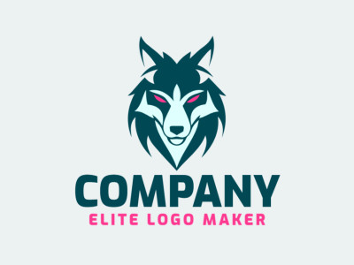 Un logo animal con una cabeza de lobo en azul y rosa, simbolizando audacia y creatividad, perfecto para marcas que buscan una identidad única y dinámica.