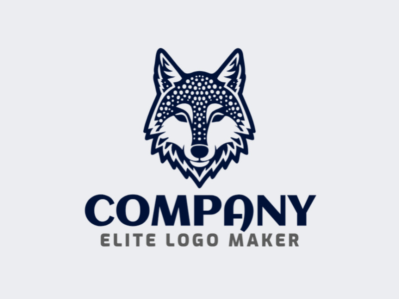 Um logo expressivo de cabeça de lobo, misturando ilustração e força harmoniosamente.