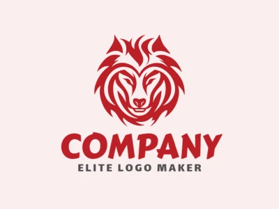 Logotipo tribal con un diseño refinado que forma una cabeza de lobo con el color rojo.