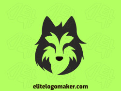 Create a vector logo for your company in the shape of a wolf head with a minimalist style, the color used was black.