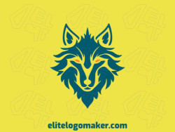 Professional logo in the shape of a wolf head with an ornamental style, the colors used were blue and orange.