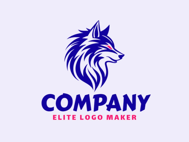 Tribal logo with solid shapes forming a wolf head with a refined design and dark blue color.