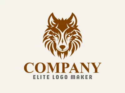 A simple logo composed of abstract shapes forming a wolf head with the color brown.