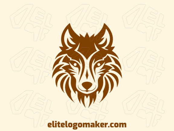 Logotipo simples composto por formas abstratas, formando uma cabeça de lobo com a cor marrom.