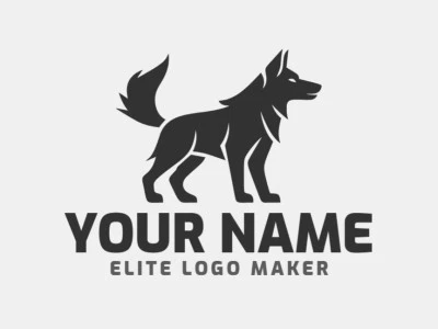 Un logotipo abstracto creativo con un lobo observando, diseñado con líneas audaces como una representación única de fuerza y enfoque.