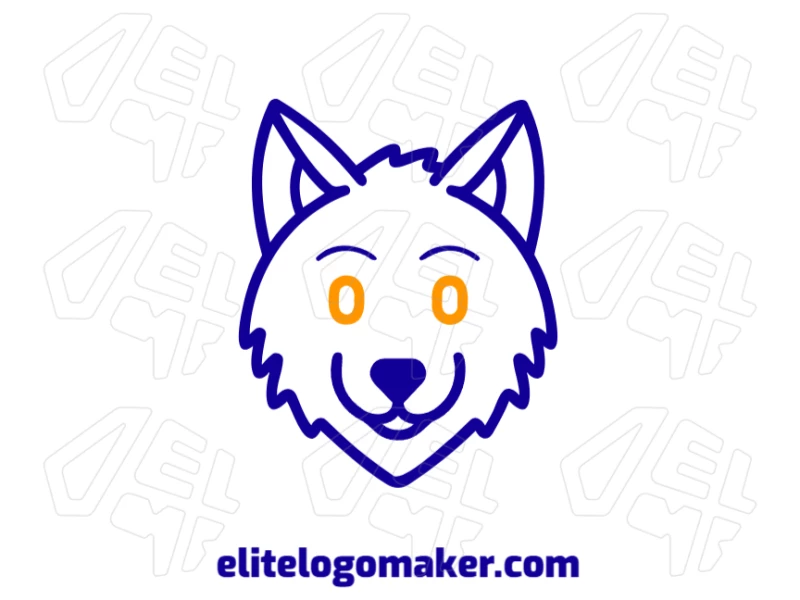 Um design gracioso e minimalista de uma cabeça de lobo, com uma aparência bonita e simples para um logo.