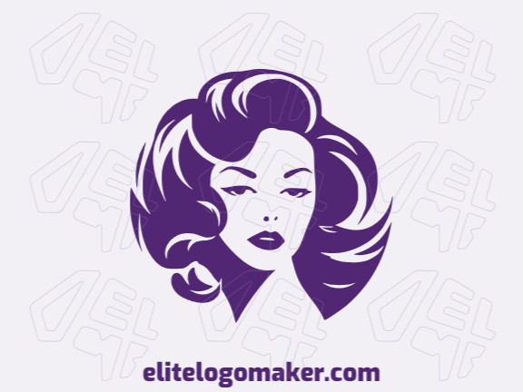 Logotipo memorável com a forma de uma mulher com estilo pictórico, e cores customizáveis.