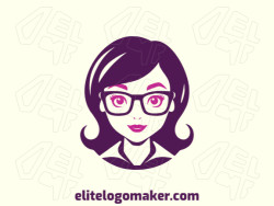 Logo available for sale in the shape of a woman with a simple style with purple and pink colors.