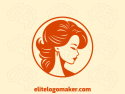 Create a logo for your company in the shape of a woman with circular style and orange color.