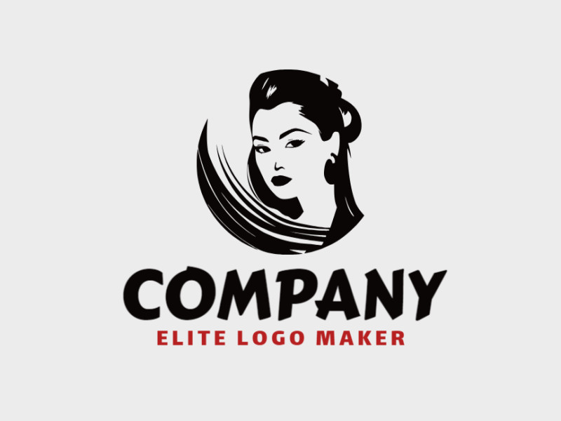 Logotipo ideal para diferentes negócios com a forma de uma mulher com estilo artesanal.