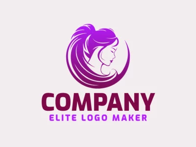 Un logotipo con gradiente que presenta una elegante silueta de una mujer, mezclando tonos de púrpura y rosa para un diseño vibrante y dinámico.