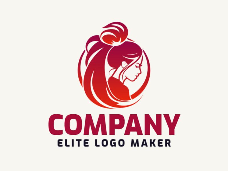 Una plantilla de logotipo creativa que presenta a una mujer en un degradado rojo, que captura energía e innovación en su diseño.