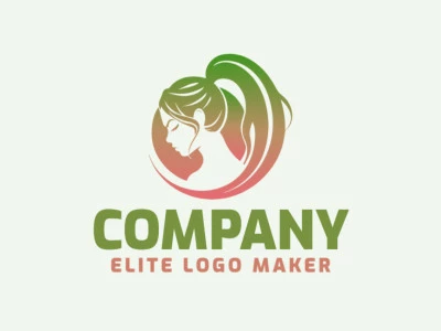 A modern and distinguished logo design featuring a woman's silhouette with a green-to-pink gradient for a good visual appeal.