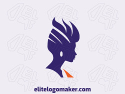 An abstract logo shaped like a woman using blue and orange colors. Perfect for a modern and creative brand that wants to stand out.