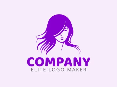 A logo is available for sale in the shape of a woman with a minimalist style and purple color.