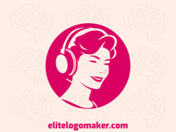 The logo is in the shape of a woman using a headset with a pink color, this logo is ideal for different business areas.