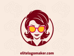 A minimalist depiction of a woman in glasses, blending deep red and rich yellow, symbolizing intellect and warmth.