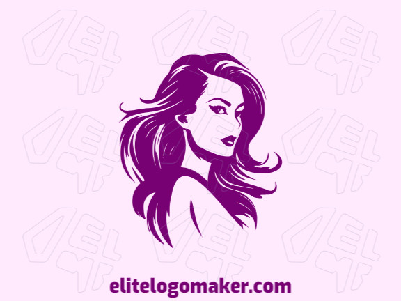 Illustrative logo in the shape of a woman in shades of purple; a beautiful and powerful representation of femininity.
