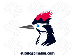 Memorable logo in the shape of a woodpecker with abstract style, and customizable colors.