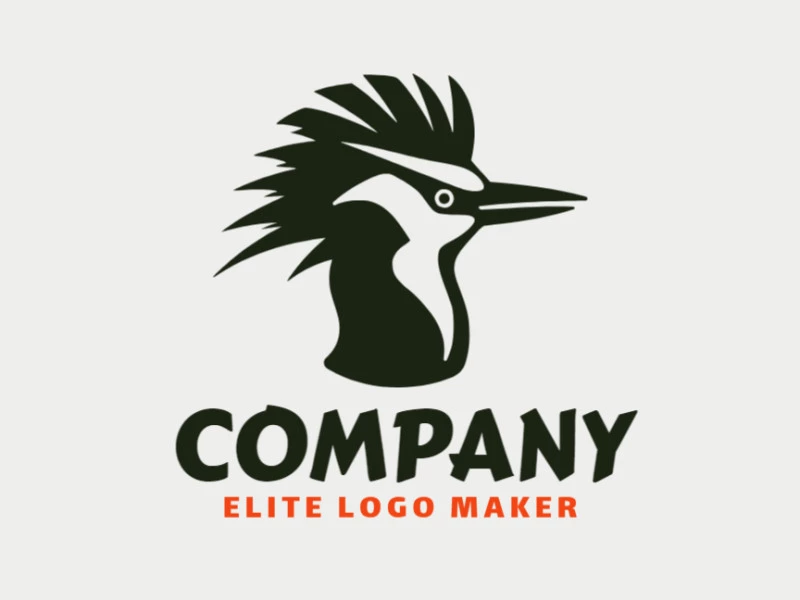 Logotipo listo para venta en forma de un pájaro carpintero con diseño abstracto y color negro.