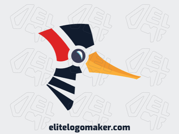 Modern logo in the shape of a woodpecker with professional design and abstract style.