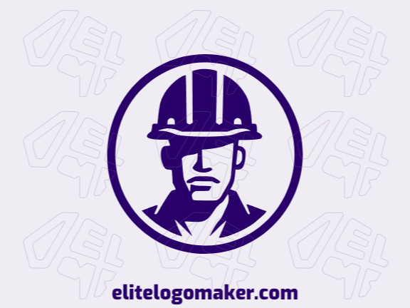 Customizable logo in the shape of a worker with a circular style, the color used was dark blue.