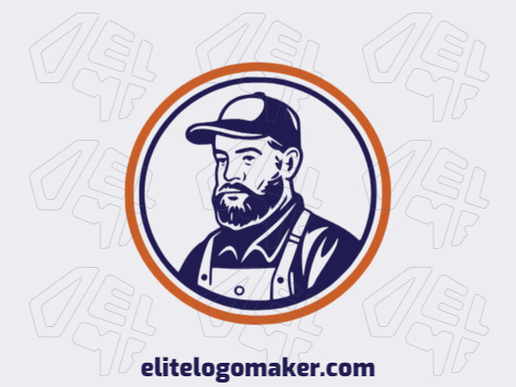 Logotipo moderno com a forma de um homen trabalhador com design profissional e estilo abstrato.
