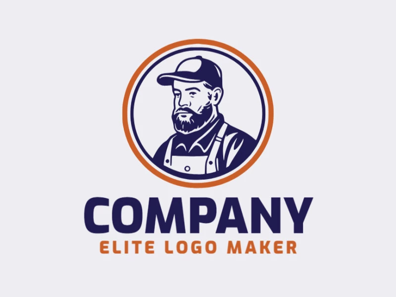 Logotipo moderno com a forma de um homen trabalhador com design profissional e estilo abstrato.