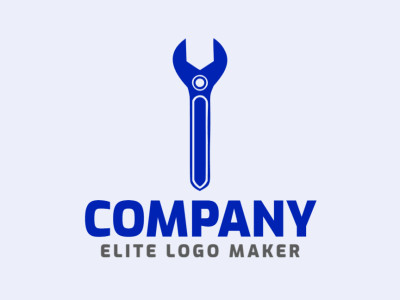 Customizable logo in the shape of a wrench with a simple style, the color used was dark blue.
