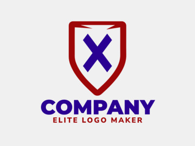 A beautiful minimalist logo design combining an 'X' and a shield in blue and red, creating a noticeable and appealing visual.