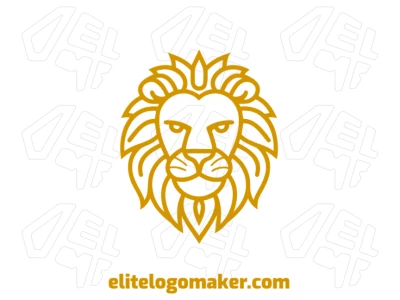 Hermoso diseño monoline de un león amarillo en estilo abstracto, creando un aspecto elegante y moderno.